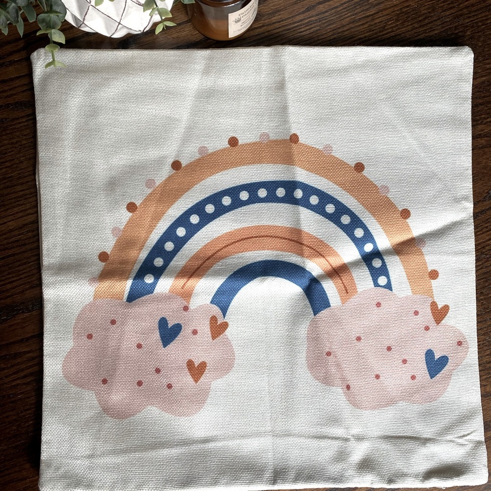 18” decorative boho rainbow pillowcase cover